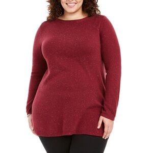 Karen Scott Plus Speckled Boatneck Tunic Sweater